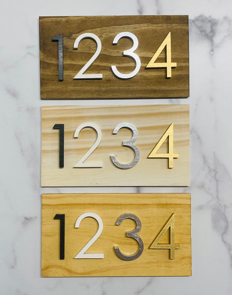 House Number Sign | Wood Chevron Vertical