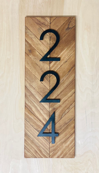 House Number Sign | Wood Chevron Vertical