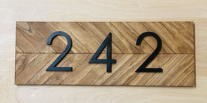 House Number Sign | Wood Chevron Horizontal