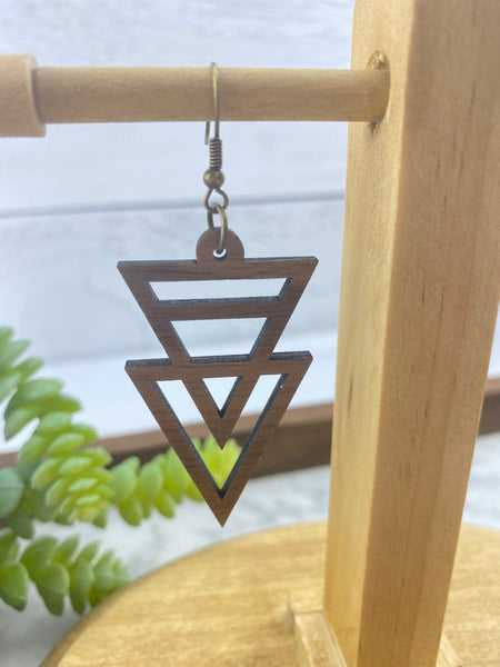 Wood Earrings | Triangle + Double