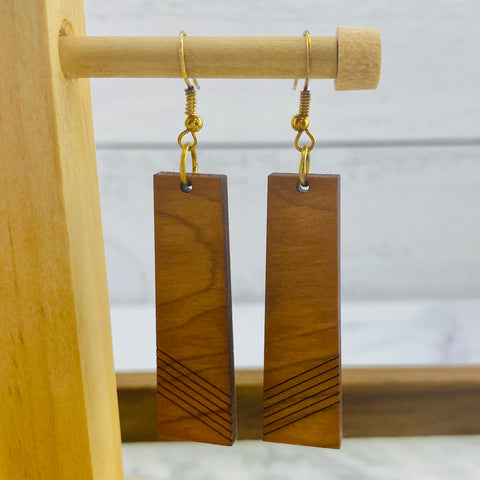 Wood Earrings | Rectangle + Dangle