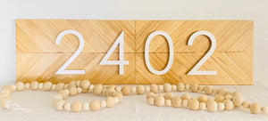 House Number Sign | Wood Starburst Horizontal